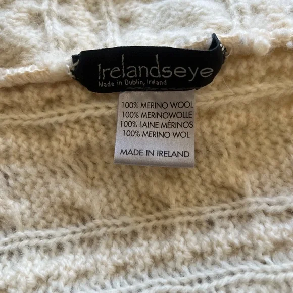 100% Merino Wool 🇮🇪 Made in Ireland Irelandseye Cream Cape Size L/XL - Picture 6 of 9